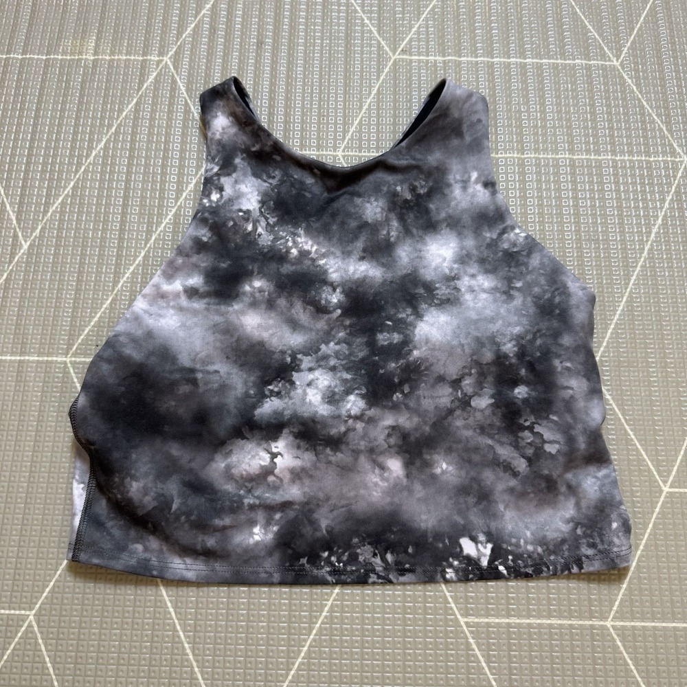 Athleta Conscious Crop Printed Tank Bra M Gray Tie Dye D-DD Light Support - Picture 2 of 7